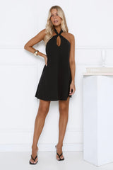 Breezy Beauty Halter Mini Dress Black